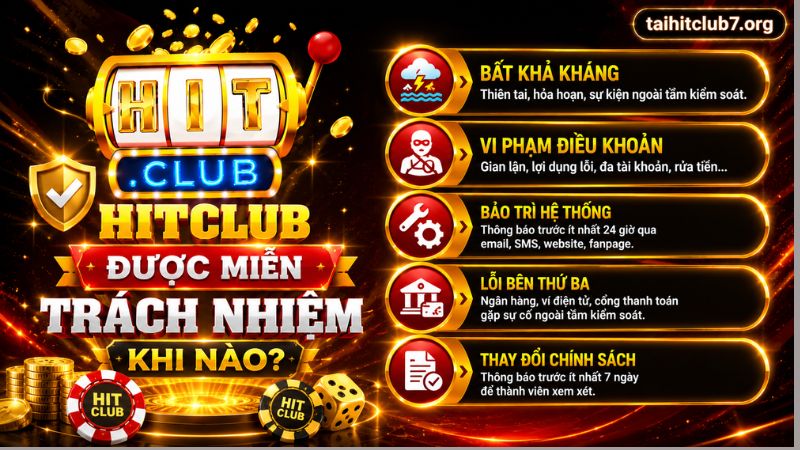 Cổng game HITCLUB được miễn trách nhiệm trong các trường hợp